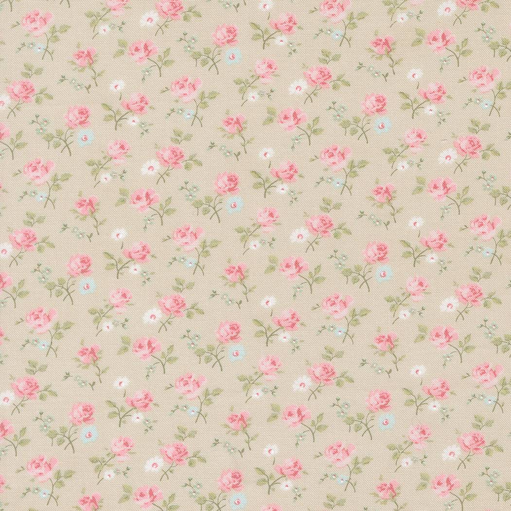 Abide Field Floral Stone fabric by Brenda Riddle for Moda Fabrics with vintage florals and calming colors
