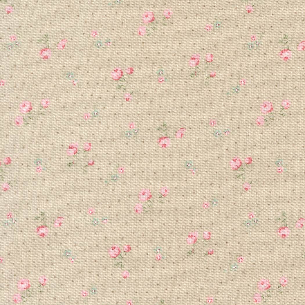 Abide Small Floral Stone fabric by Brenda Riddle Designs for Moda Fabrics with small floral pattern in soft stone tones