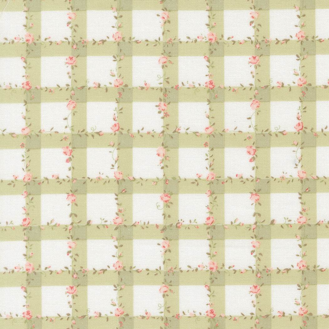 Abide Floral Plaid Gingham light green fabric by Brenda Riddle for Moda Fabrics, sold by half-yard increments