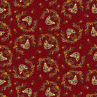 Pennyberry Farm Henny Penny Red fabric with whimsical polka dot farm animals on red background