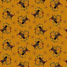 Pennyberry Farm orange fabric with polka dot farm animals and floral vines by Kim Diehl for Henry Glass