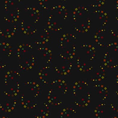 Pennyberry Farm Confetti Crescents black fabric with colorful dotted crescents and farm animal motifs by Kim Diehl for Henry Glass & Co.