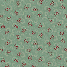 Pennyberry Farm Blooming Vines Dusty Aqua fabric with red floral and vine pattern by Kim Diehl
