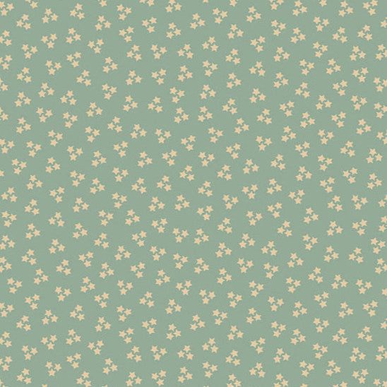 Pennyberry Farm light aqua fabric with small star sprinkles pattern by Kim Diehl for Henry Glass & Co.