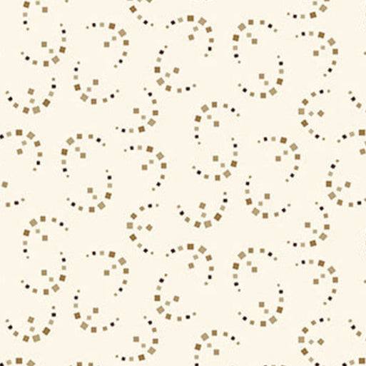 Pennyberry Farm Confetti Crescents cream fabric with brown dotted crescent patterns by Kim Diehl for Henry Glass & Co.