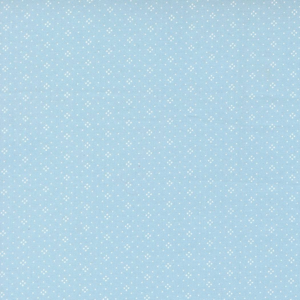 Rosie Eyelet fabric light blue with white eyelet forget me not pattern by Joanna Figueroa for Moda Fabrics