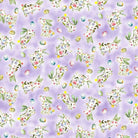 Basket Full of Blessings Tossed Bunnies Lilac fabric by Catherine Bartolli featuring spring pastel bunnies for quilting projects