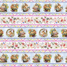 Basket Full of Blessings sky blue border stripe fabric by Catherine Bartolli for Henry Glass & Co.
