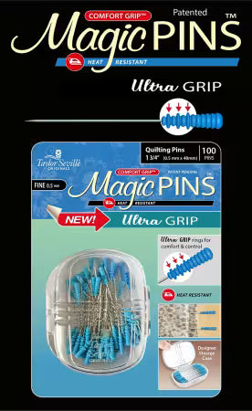 Taylor Seville Magic Pins Ultra Grip Quilting Fine 100 count with comfort grip and heat resistant storage case