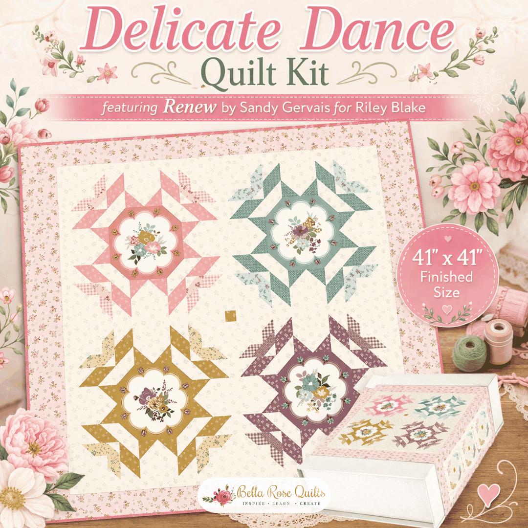Delicate Dance Quilt Kit featuring Renew fabric by Sandy Gervais, 41x41 inches, boxed with optional backing