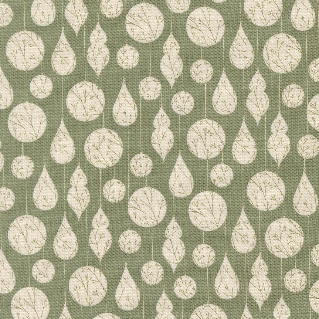 Gingerbread Lane Christmas fabric with crystal mistletoe ornaments by Kiley Ferons for Moda Fabrics