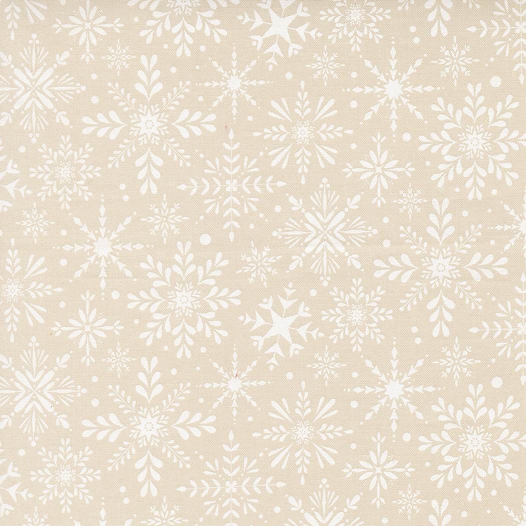 Christmas fabric with gingerbread houses, candy canes, and snowflakes from Gingerbread Lane collection by Kiley Ferons
