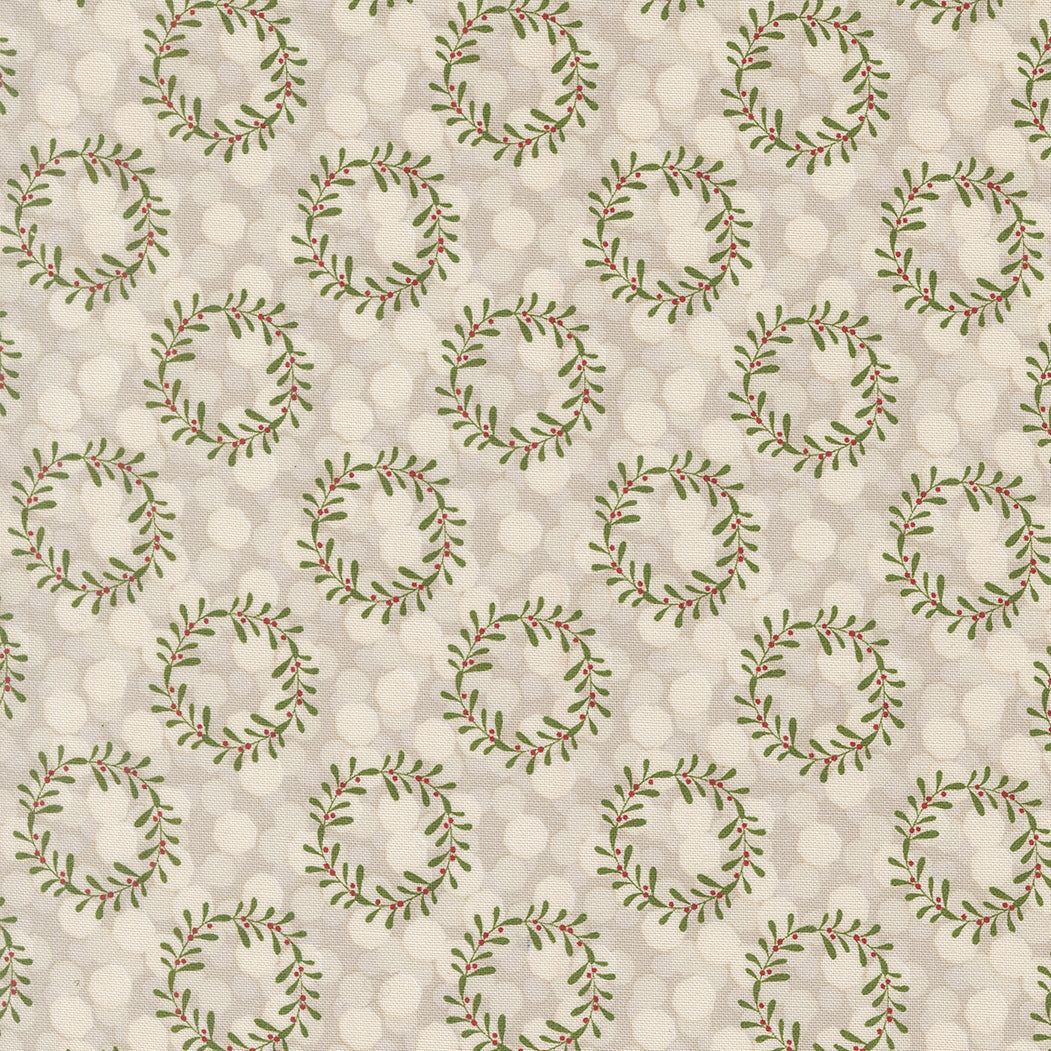 Gingerbread Lane Christmas fabric with glittering lights frost by Kiley Ferons