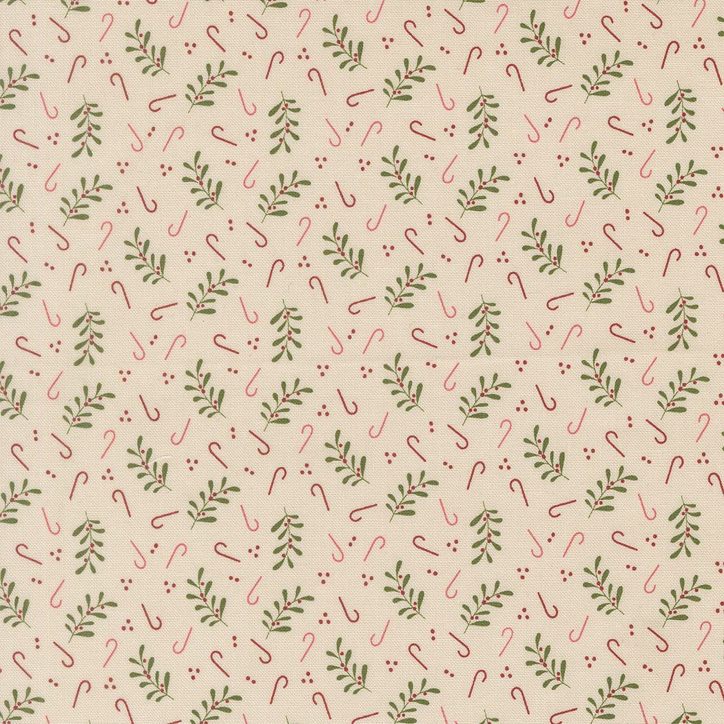 Gingerbread Lane Holly Candy Sugar Christmas fabric by Kiley Ferons with gingerbread houses and festive holiday elements