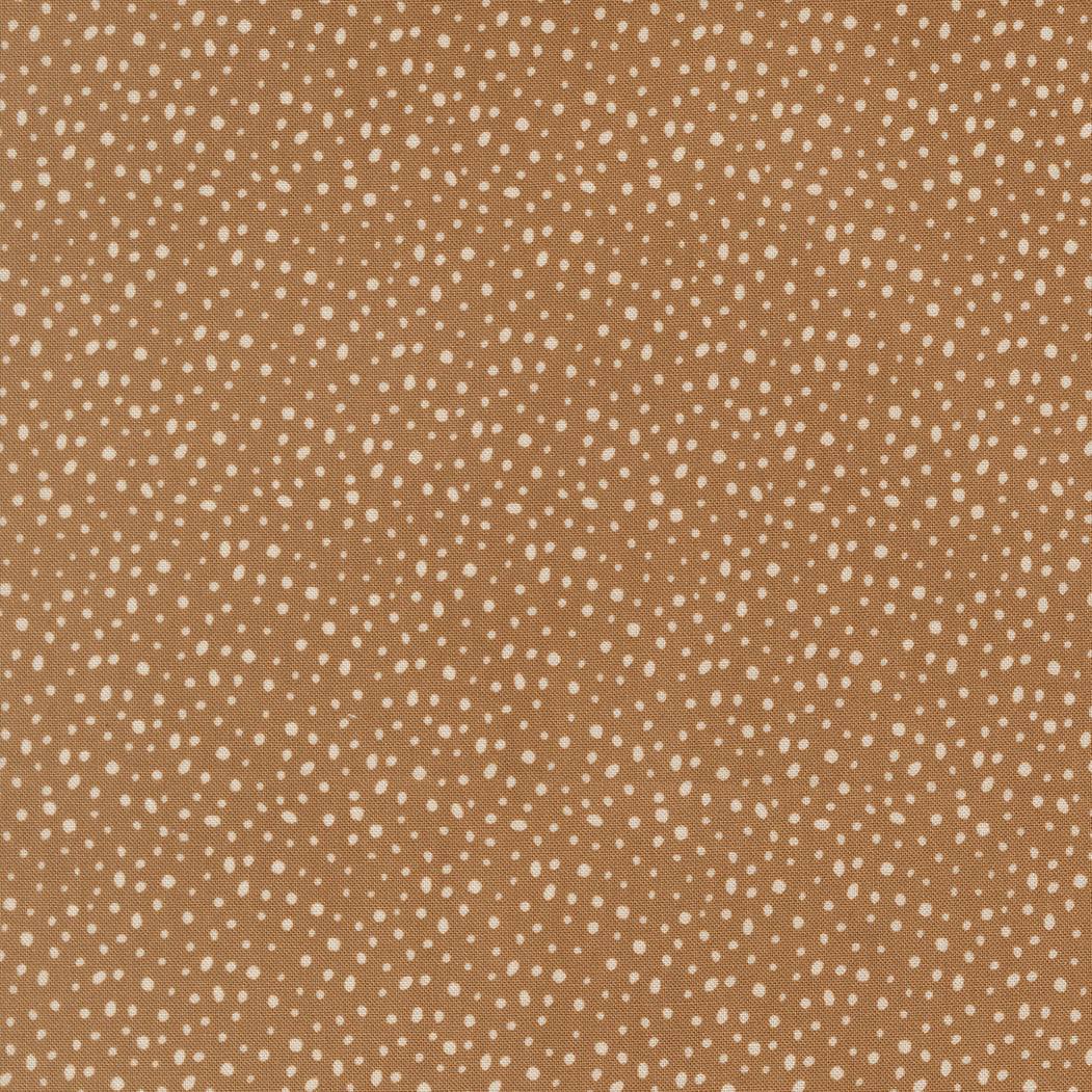 Gingerbread Lane Flurry Dots Cocoa fabric by Kiley Ferons for Moda Fabrics featuring snowy dots and vintage holiday charm