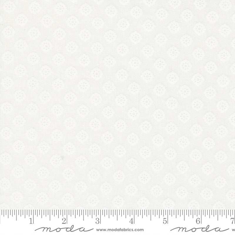 Coriander Seeds fabric by Corey Yoder for Moda Fabrics with white lacy polka dot checks and plaids, sold in half-yard increments
