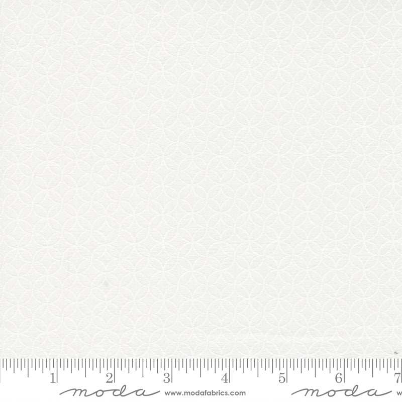 Coriander Seeds white fabric by Corey Yoder for Moda, subtle low-volume quilting print with circular pattern, sold by half-yard increments