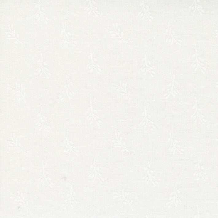 Coriander Seeds white fabric with subtle nature sprigs leaves pattern by Corey Yoder for Moda Fabrics