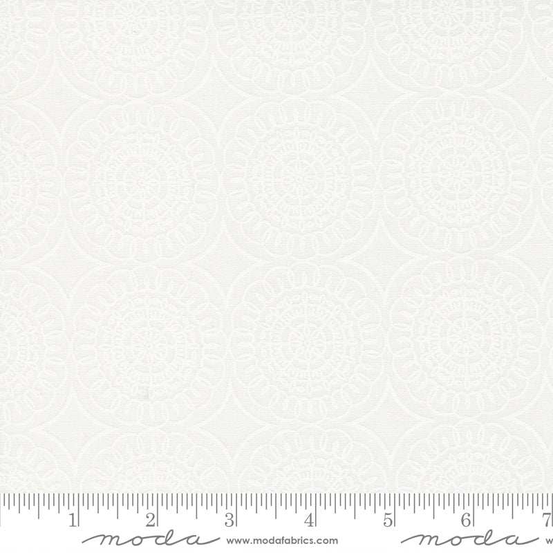 Coriander Seeds white medallion geometric fabric by Corey Yoder for quilting projects