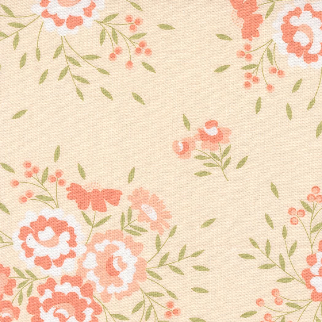 Abloom by Corey Yoder pale pink floral fabric with springtime rose design