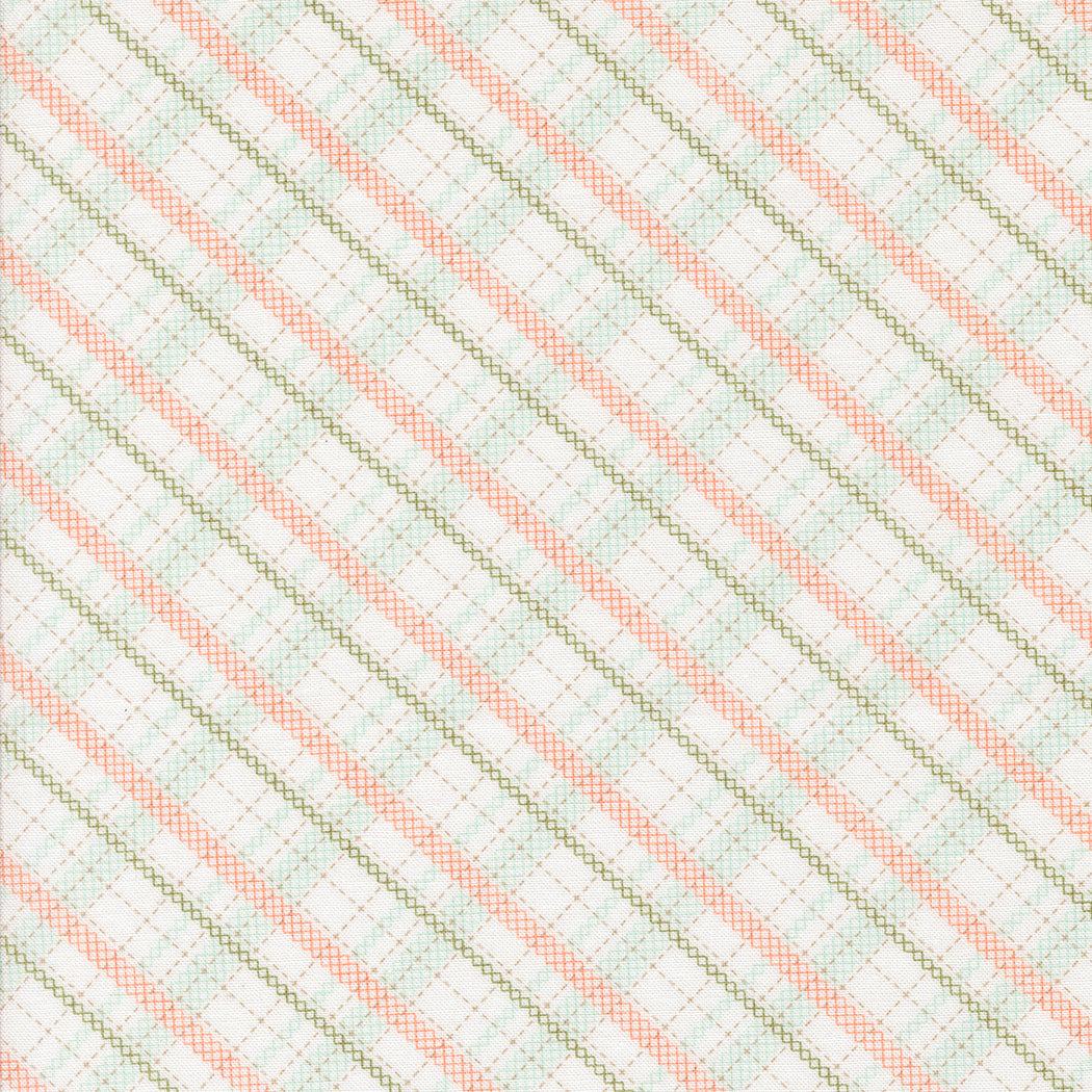 Abloom by Corey Yoder Cloud Stitched Plaid Checks fabric in soft pastel orange and green for quilting and crafts