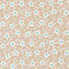 In the Garden fabric by Corey Yoder with white daisies and small floral details on a stone background