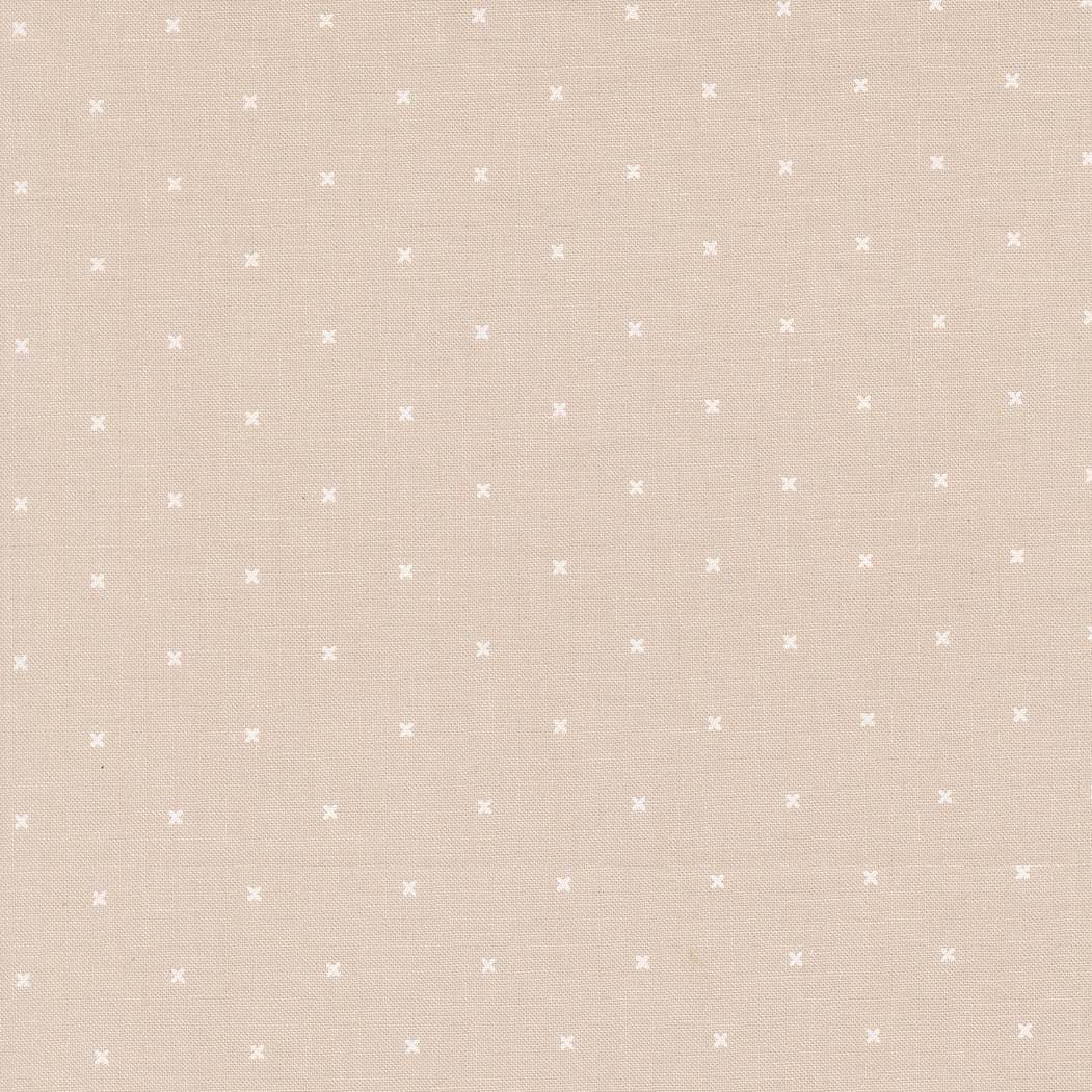 In the Garden Tiny Peel Stone beige fabric with small white cross patterns by Corey Yoder for Moda Fabrics