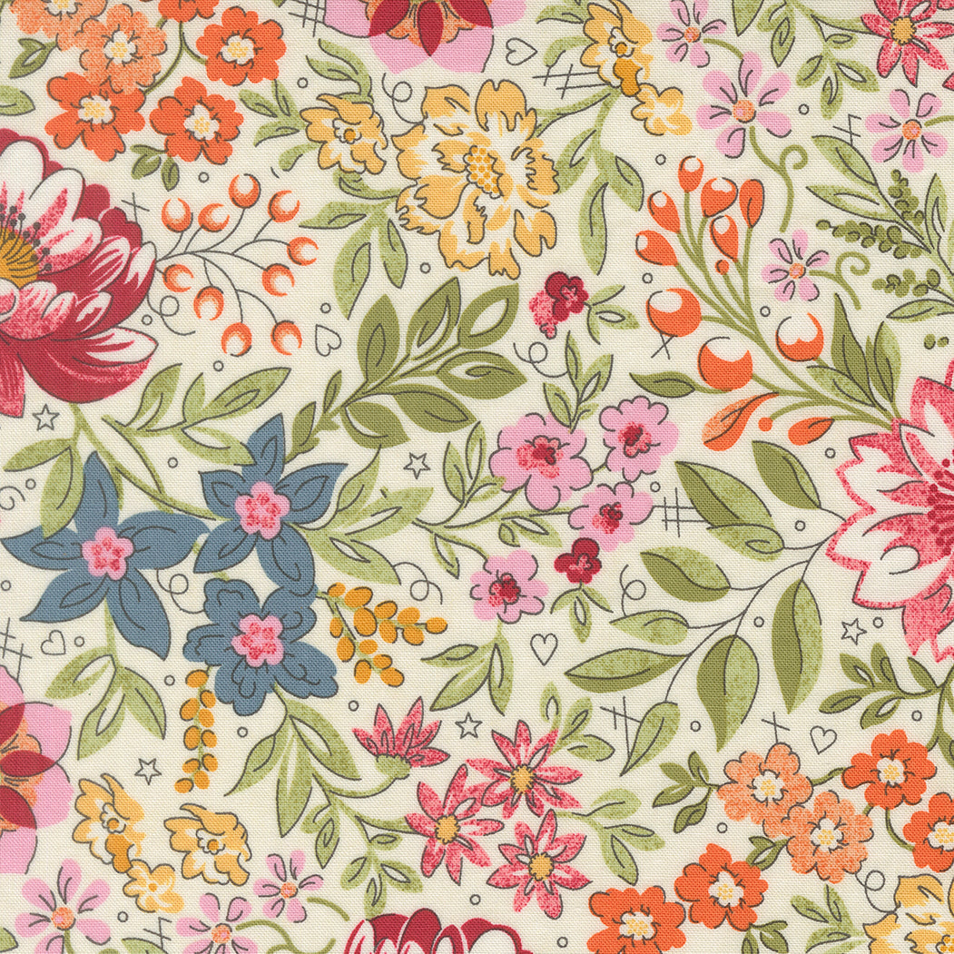 Fieldrush Covent Florals Moda fabric with soft, earthy floral patterns in muted tones