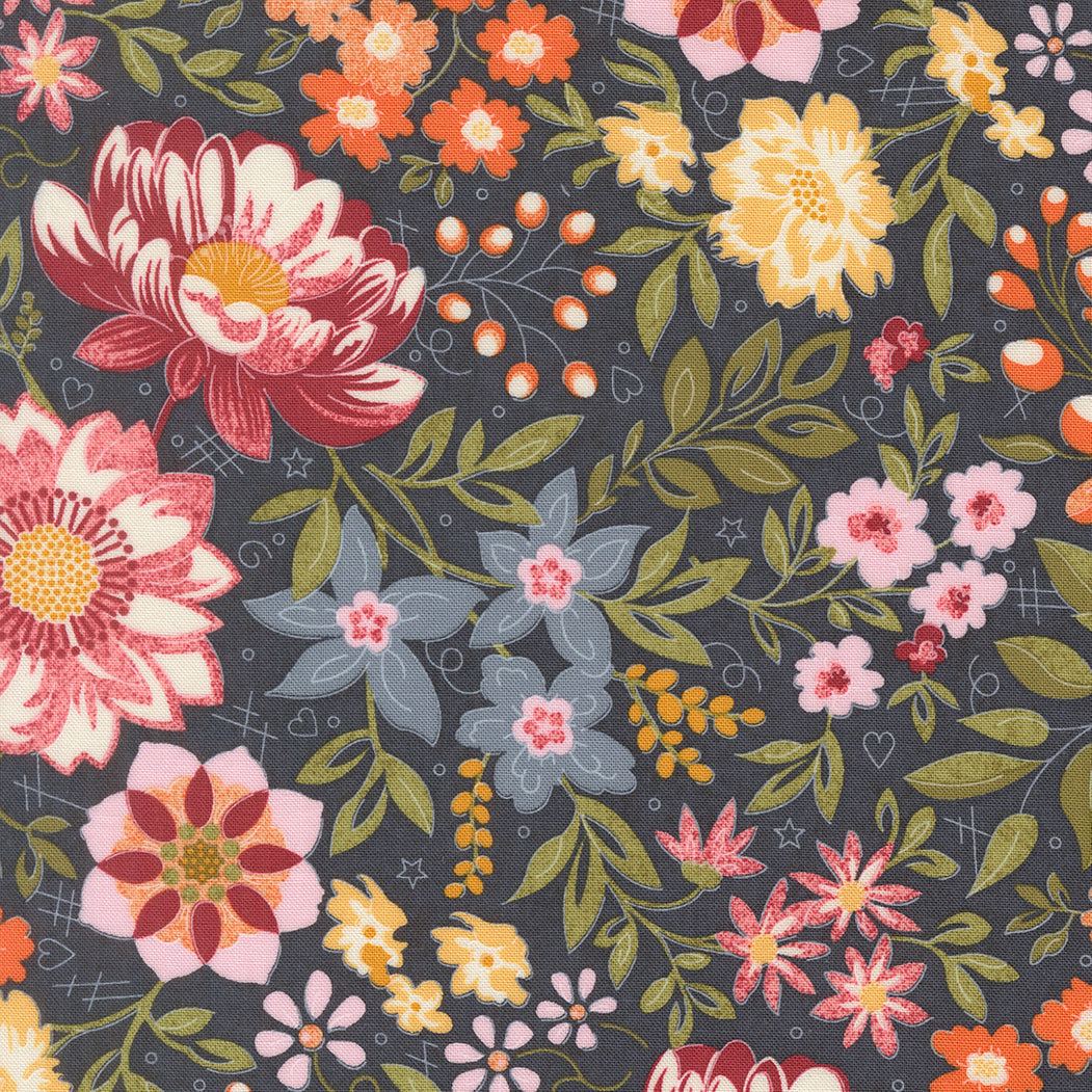 Fieldrush Covent Florals fabric by BasicGrey for Moda featuring soft, hand-drawn floral patterns in muted earthy tones