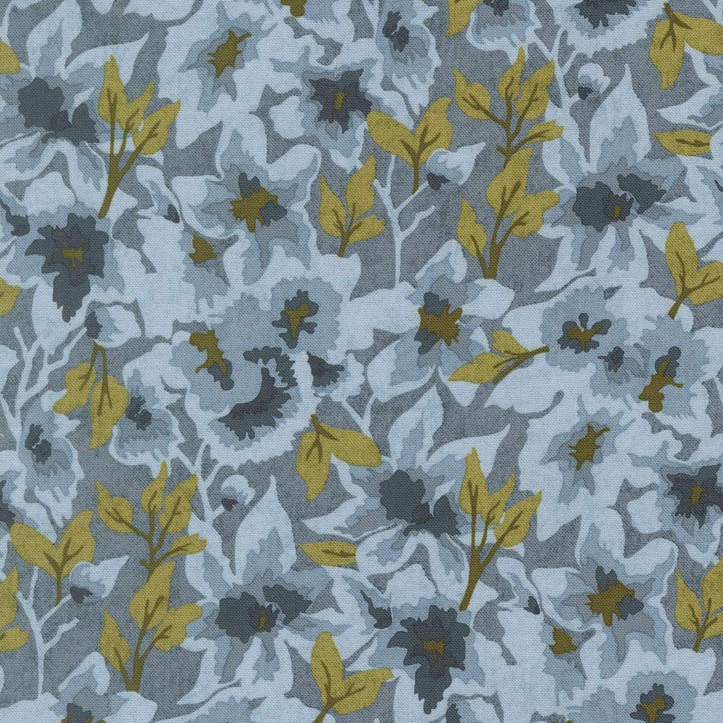 Fieldrush Gossamer Florals fabric with gentle floral patterns and soft earth tones by BasicGrey for Moda