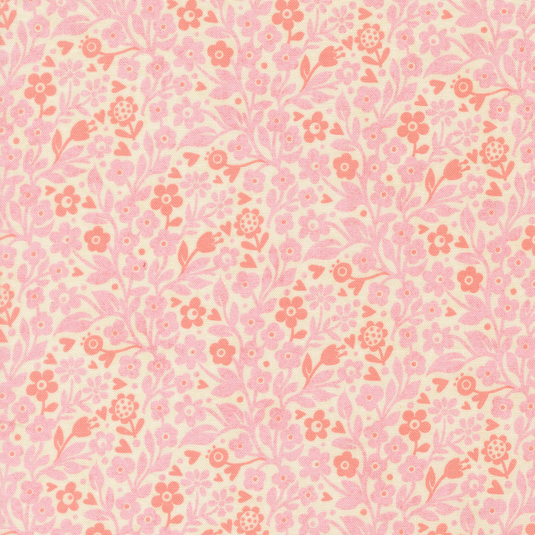 Fieldrush Ivy Florals Peony fabric by BasicGrey for Moda with soft, nostalgic floral design in muted tones