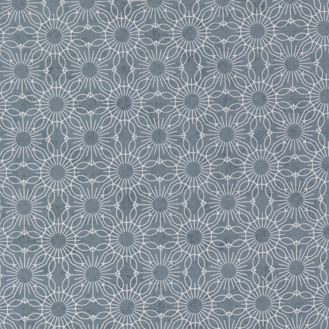 Fieldrush Jasmine Blenders Medallion Dot Bramble fabric by BasicGrey from Moda, soft floral design in muted earth tones