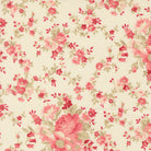 Petals & Polka Dots fabric by Anne Sutton featuring cherry red and soft pink floral and polka dot patterns from Moda Fabrics