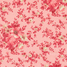 Petals & Polka Dots fabric by Anne Sutton featuring blush florals and polka dots in pink, red, white, and linen tones