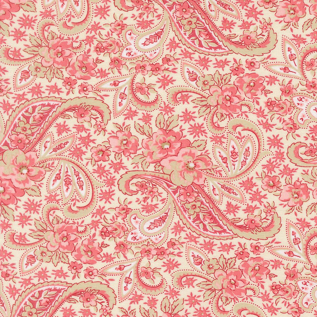Petals & Polka Dots fabric by Anne Sutton featuring cherry red, soft pink florals and dots from Bunny Hill Designs for Moda Fabrics