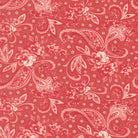 Petals & Polka Dots fabric with floral, paisley, and polka dot patterns in red, pink, white, and linen by Anne Sutton for Moda Fabrics