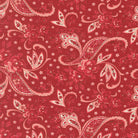 Petals & Polka Dots fabric by Anne Sutton featuring cherry red roses and white polka dots on a soft pink background