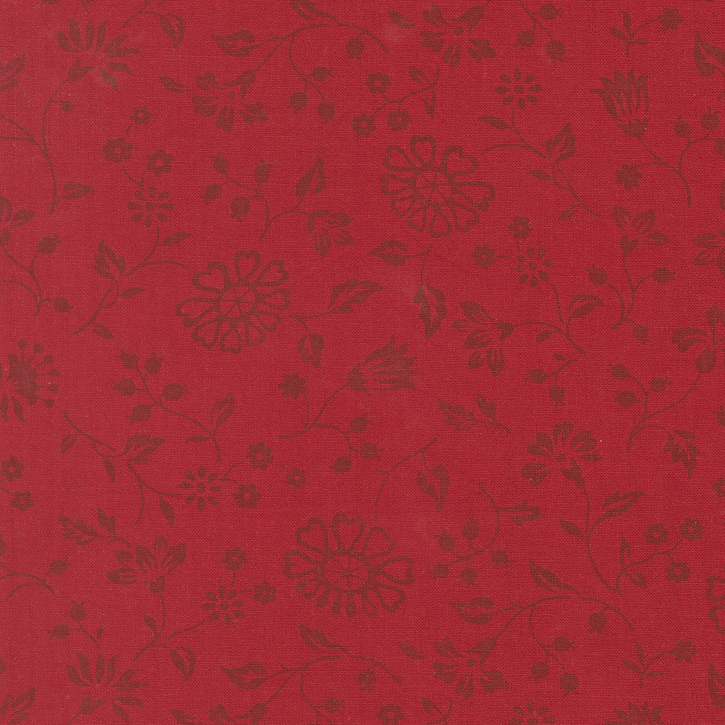 Petals & Polka Dots fabric by Anne Sutton featuring cherry red florals and whimsical dots from Bunny Hill Designs for Moda Fabrics