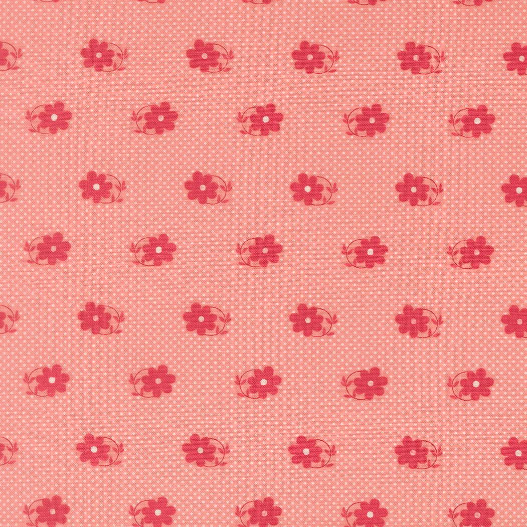 Petals & Polka Dots fabric by Anne Sutton featuring cherry red, pink florals, dots, and ginghams from Bunny Hill Designs for Moda Fabrics