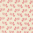 Petals & Polka Dots fabric by Anne Sutton featuring rose hips florals and lace in red, pink, white, and linen tones