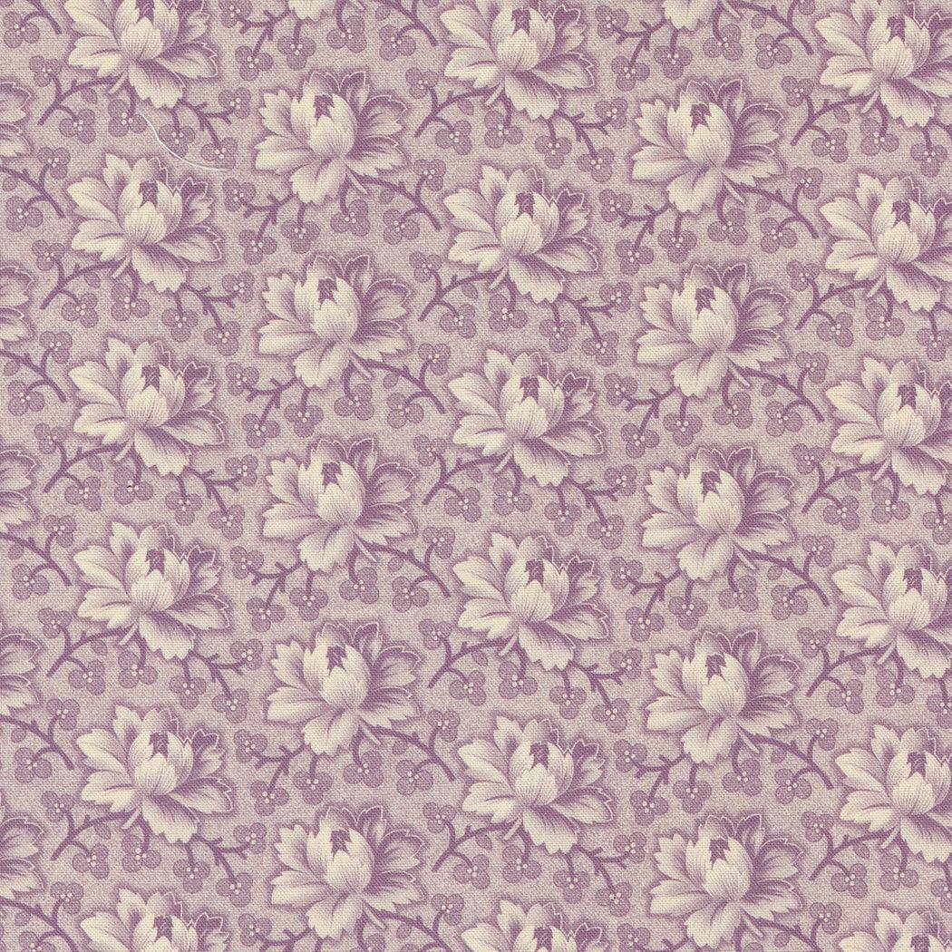 Goodnight Irene fabric by Betsy Chutchian featuring tea rose floral pattern in soft purple hues