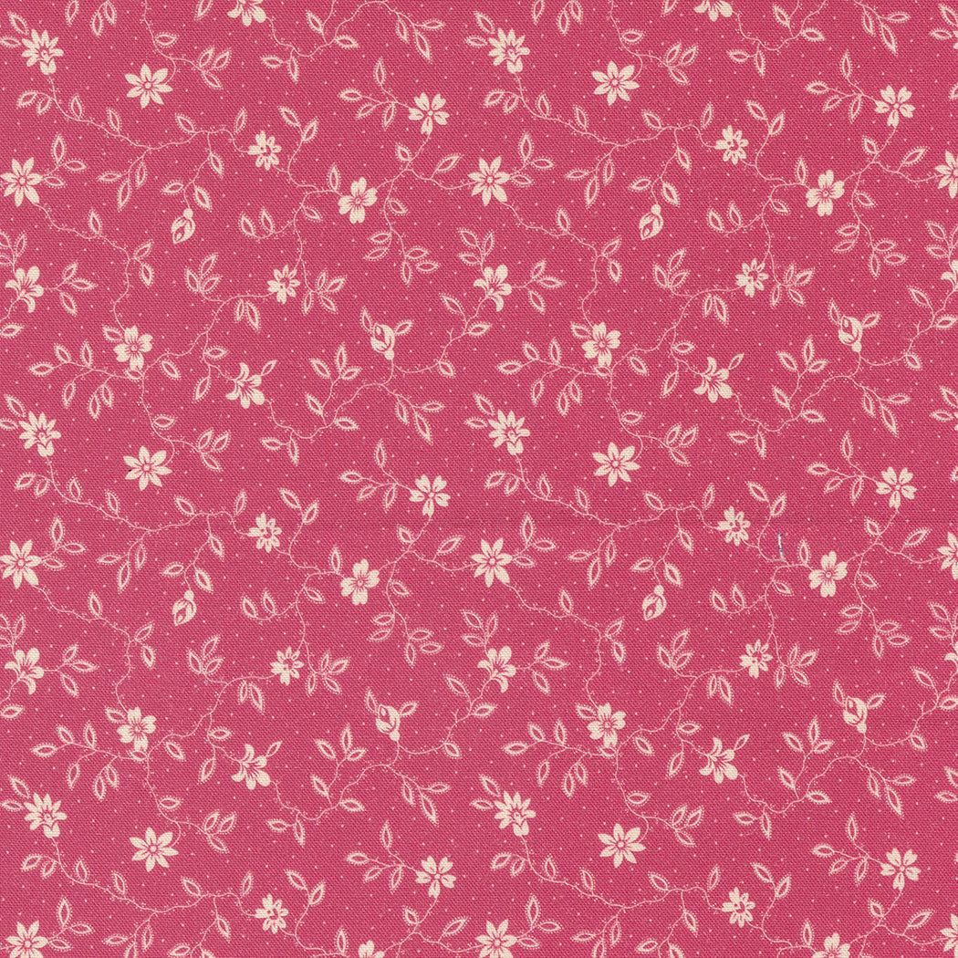 Goodnight Irene fabric by Betsy Chutchian featuring delicate blossom florals on carnation pink background