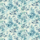 Awakenings Silhouettes Texture pale blue fabric by Jan Mott with watercolor foliage and bluebird design