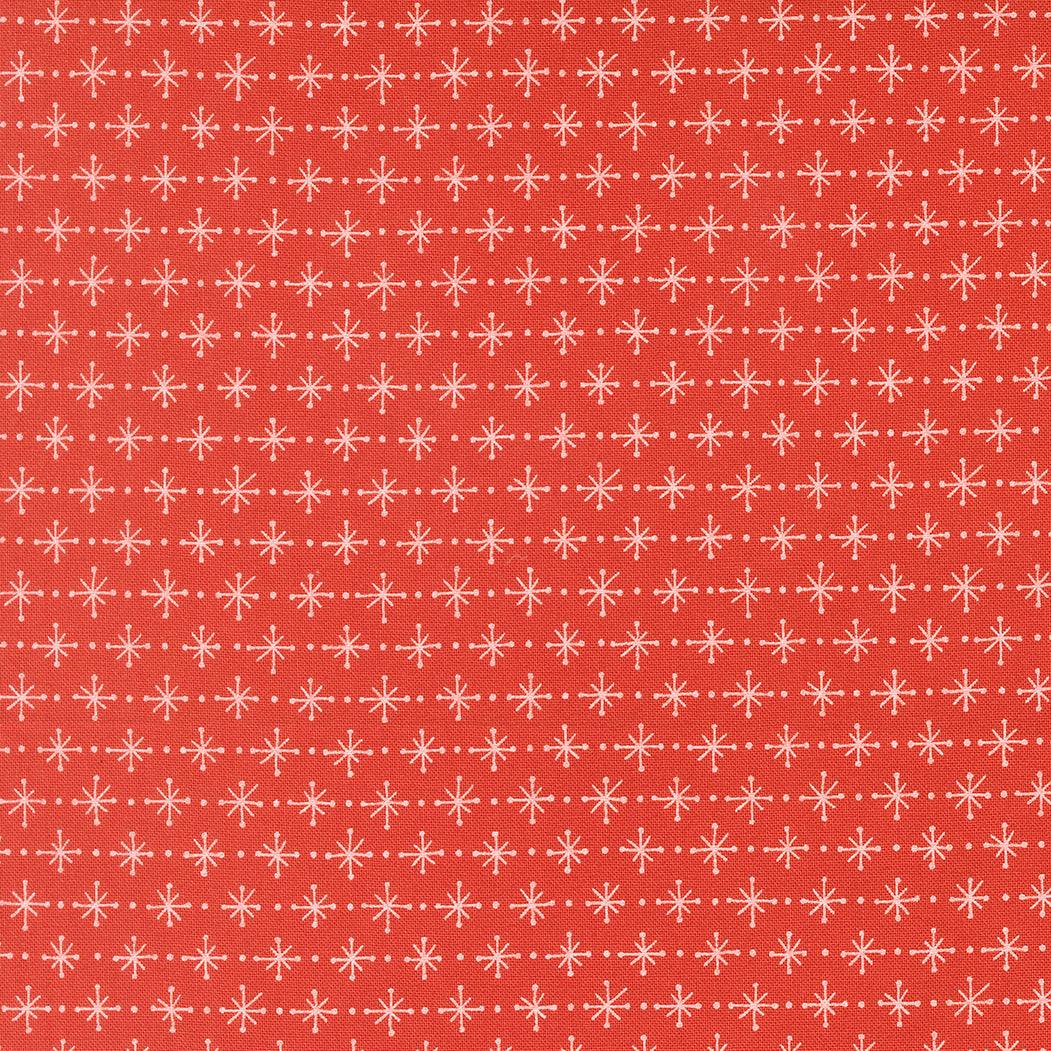 Rosie Twinkling Star Strawberry fabric with white star pattern on red background by Joanna Figueroa for Moda Fabrics