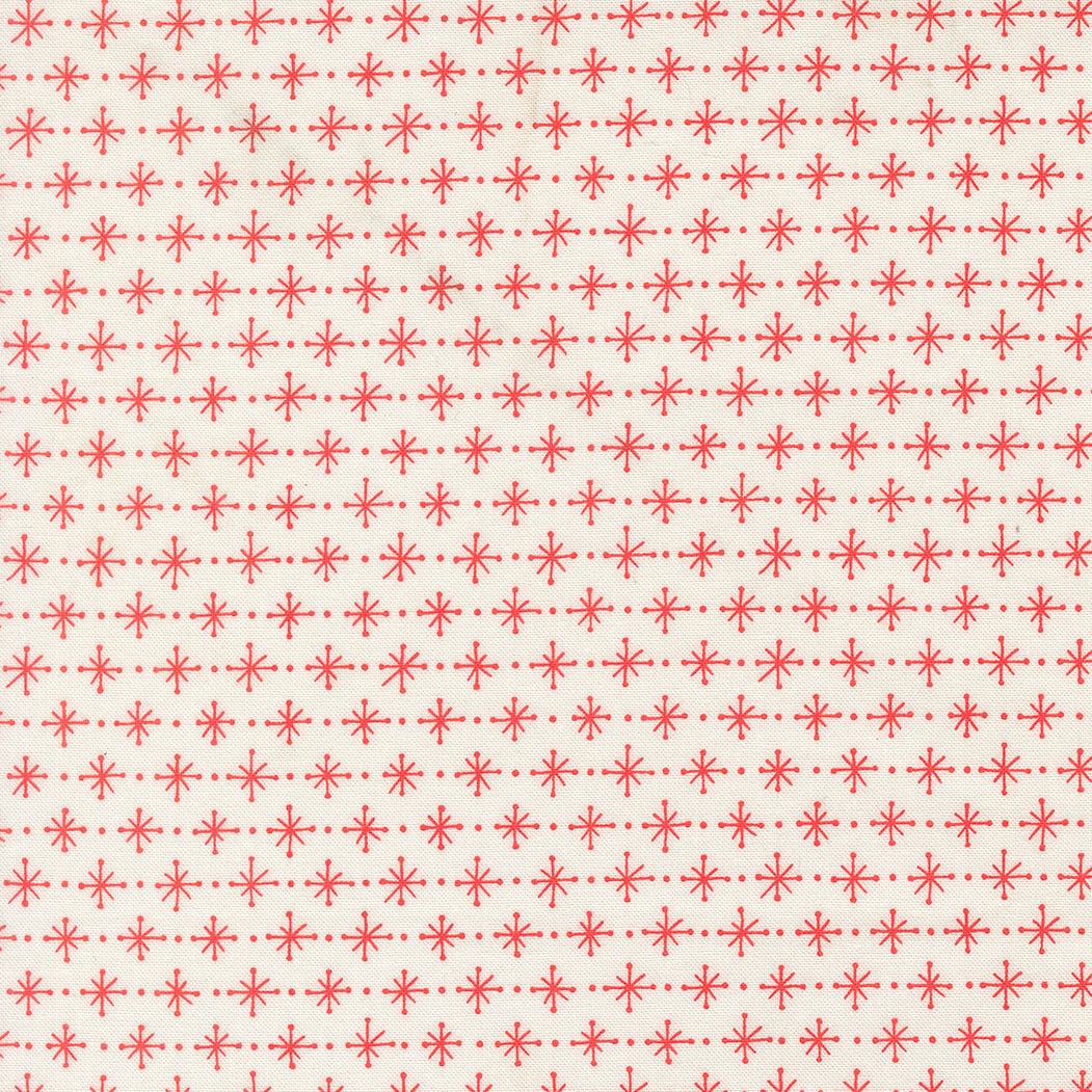 Rosie Twinkling Star fabric with red star pattern on whipped cream background by Joanna Figueroa for Moda Fabrics