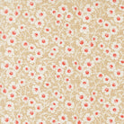 Rosie Picnic Bloom fabric by Joanna Figueroa featuring small white flowers with red centers on a beige background