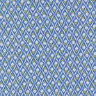 Rosie Climbing Daisy fabric in blueberry blue with small white daisies and green leaves on a lattice pattern
