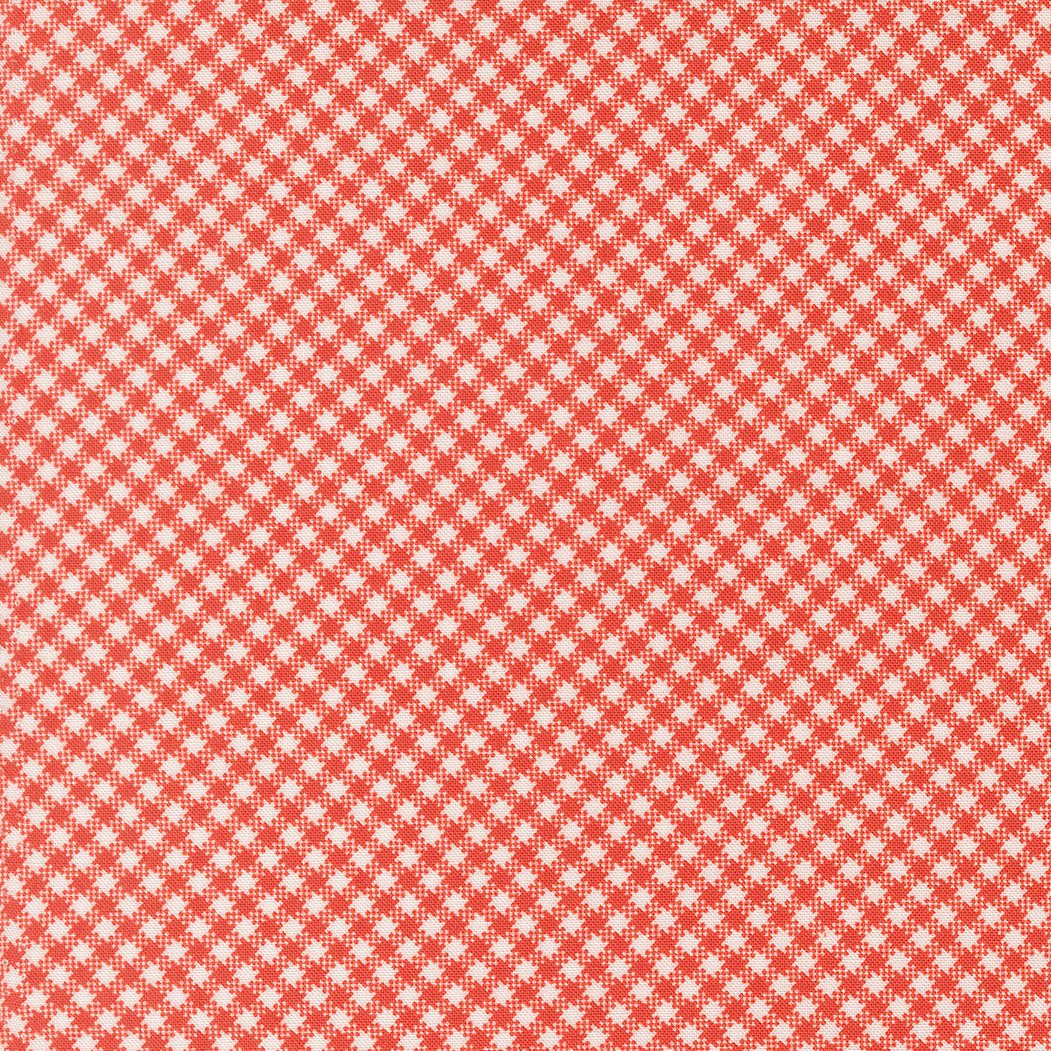 Rosie Gingham Strawberry fabric by Joanna Figueroa with red and white gingham pattern from Fig Tree Co. for Moda Fabrics
