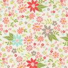 Poinsettia & Pear floral fabric with poinsettias, pears, stripes, and gingham in red, green, pink, and grey by Sherri & Chelsi for Moda Fabrics