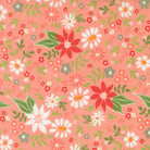 Poinsettia & Pear floral fabric by Sherri & Chelsi featuring poinsettias, pears, and seasonal patterns in red, green, pink, and grey.